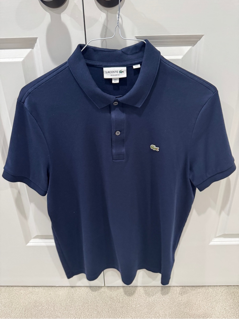 Lacoste Navy Short-Sleeve Piqué Polo with Crocodile Emblem Men’s Large
